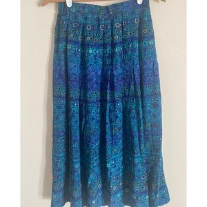 Vintage Koret Petite Midi Boho Purple, Blue, Green Skirt